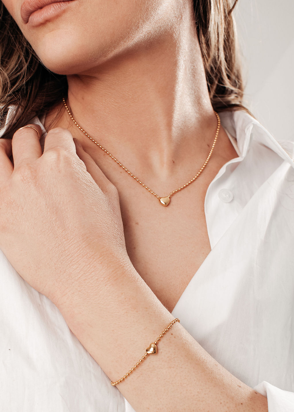 Coordinating pair example — Rose gold + stone